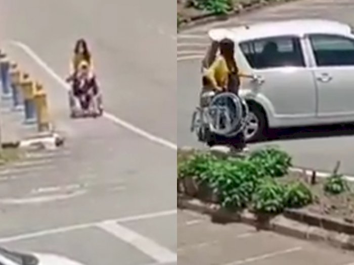 Berjuang di Pinggir Jalan, Wanita yang Baik Hati Ini Bantu Seorang Nenek di Kursi Roda