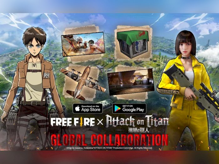 Kolaborasi Free Fire dengan Anime Attack on Titan Akhirnya Resmi Digelar