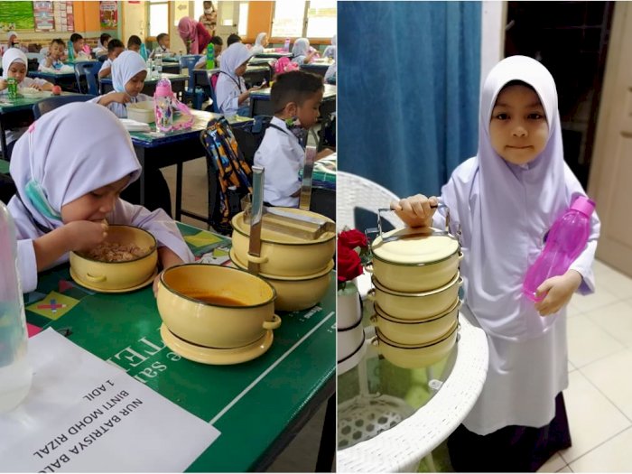 Viral Bocah SD Bawa Rantang Makanan Bertingkat ke Sekolah, Malah Diejek Netizen