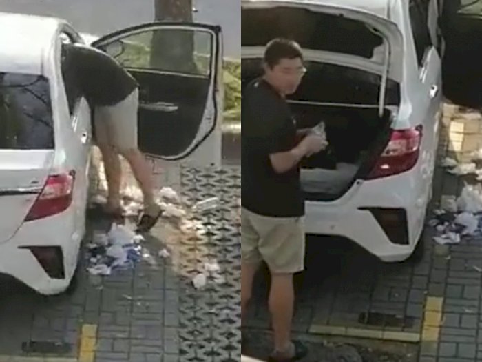 Video Pria Tertangkap Basah Buang Sampah dari Mobil di Tempat Parkir, Berujung Kena Denda