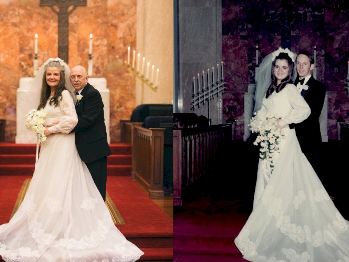 Romantis, Pasangan Ini Mengambil  Ulang Foto Pernikahan Setelah 50 Tahun Menikah