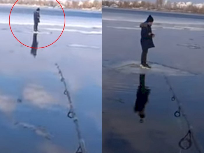 Kreatif! Pria Ini Gunakan Pancing untuk Selamatkan Bocah 11 Tahun yang Terjebak di Es