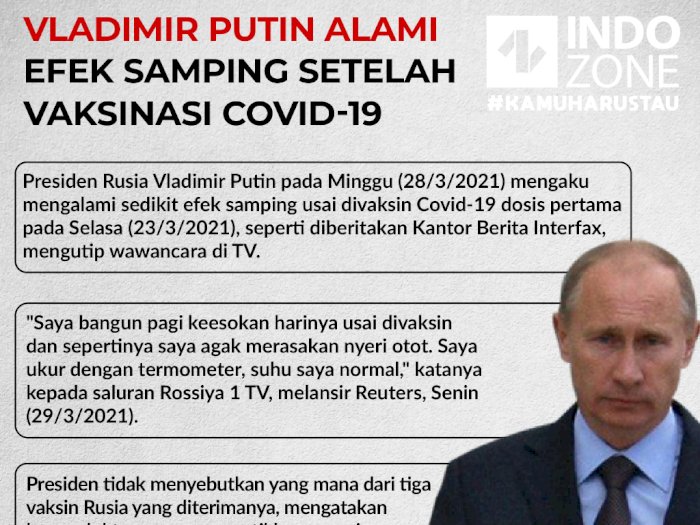 Vladimir Putin Alami Efek Samping Setelah Vaksinasi Covid-19