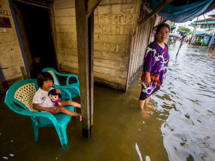 FOTO: Banjir Akibat Luapan Sungai Martapura di Banjarmasin