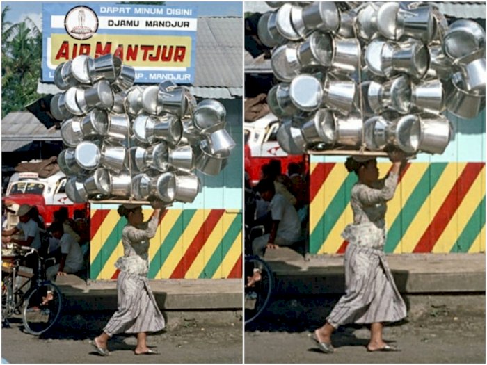 Foto Jadul Ibu Penjual Panci Tahun 1972, Netizen Malah Salfok Bacaan Ini