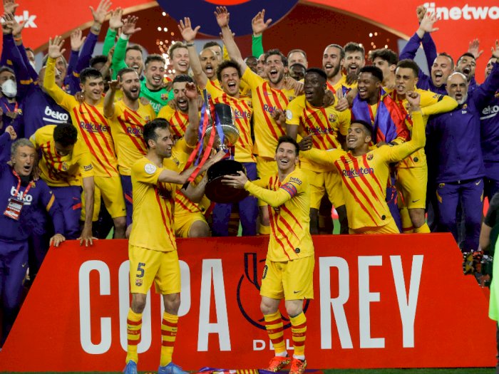 Messi Bawa Barcelona Juarai Piala Raja Usai Meluluhlantakkan Athletic Bilbao 4-0