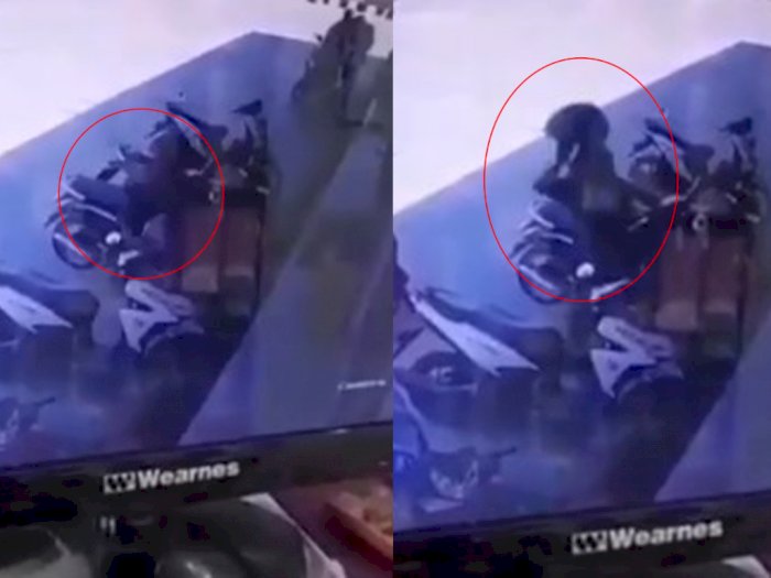 Viral Video Rekaman CCTV Aksi Pencurian Helm di Parkiran Minimarket di Rantauprapat