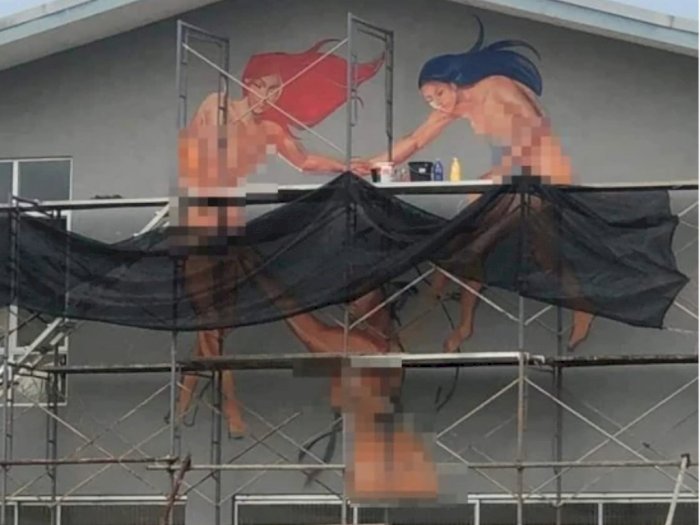 Terungkap Mural 'Tidak Senonoh' Wanita Bugil Gandengan Tangan, Ternyata Belum Selesai
