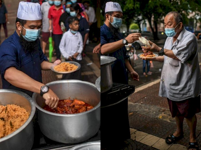 Salut! Ustaz Ebit Lew Berikan 300 Makanan Hangat untuk Para Tunawisma Berbuka Puasa