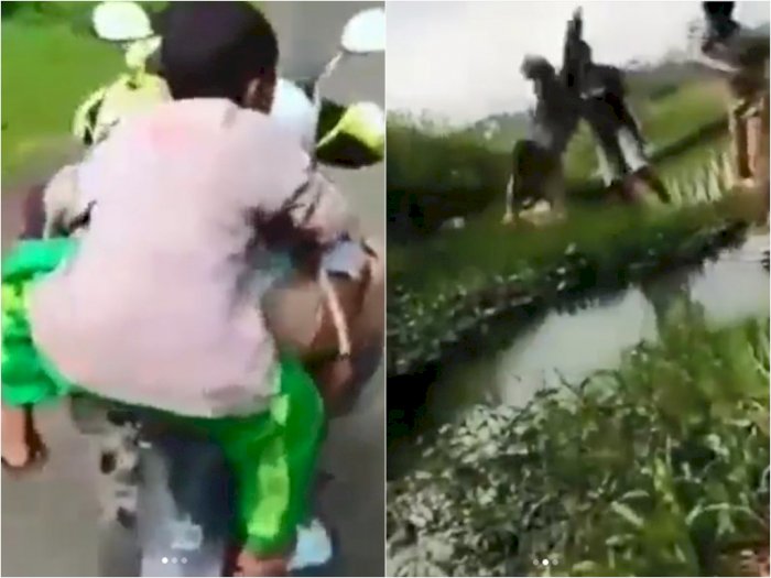 Biadab, Sejumlah Remaja Ini Lempar Bocah ke Dalam Sungai, Tuai Kecaman Netizen