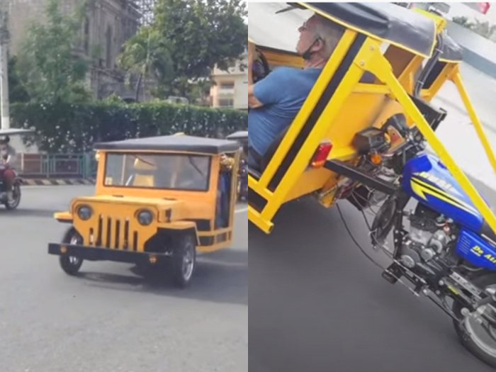 Anti-mainstream! Pria ini Modif Becak Dipasang Setir dan Body Mobil, Bikin Warga Heran