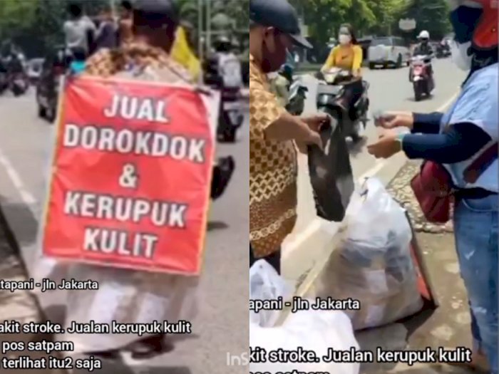 Viral Kakek Sakit Stroke yang Semangat Jualan Kerupuk di Jalan, Bikin Netizen Sedih