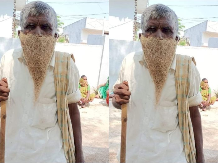 Pandemi Covid-19 Menggila di India, Pria Tua Ini Pakai Masker dari Sarang Burung