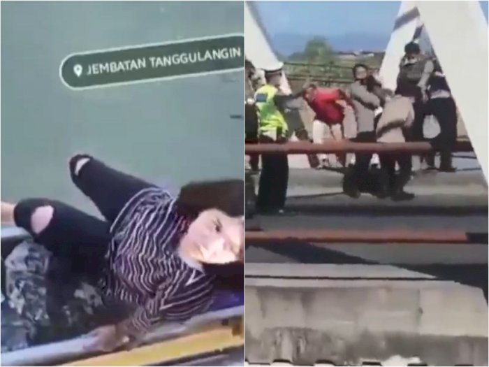Geger, Gadis Cantik Hendak Bunuh Diri di Jembatan Tanggulangin, Berhasil Digagalkan Polisi