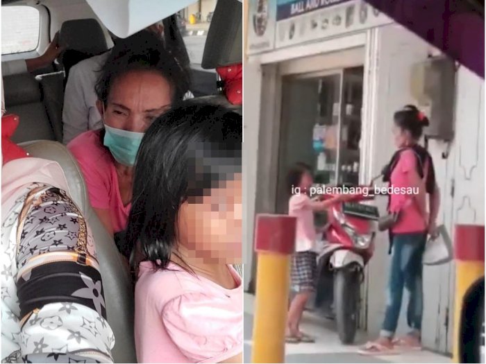 Tampang Wanita yang Paksa Anaknya Ngemis, Menagis saat Diciduk Unit PPA Polresta Palembang
