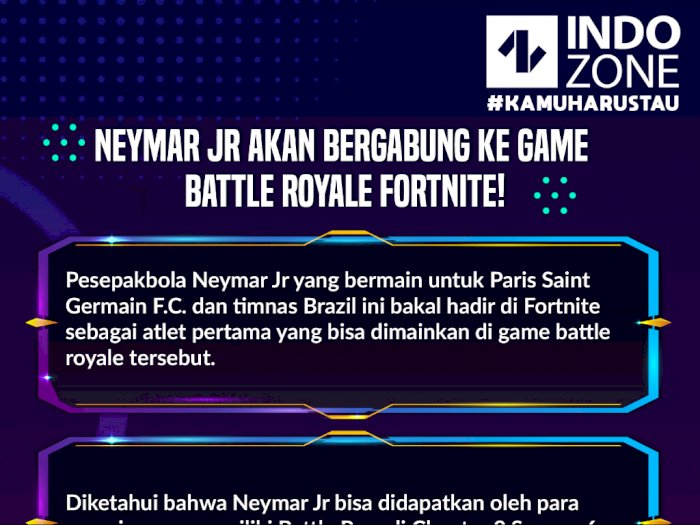 Pesepakbola Neymar Jr akan Bergabung ke Game Battle Royale Fortnite!