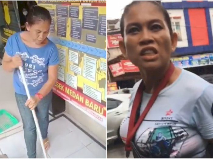 Sok Jago Pukul Gadis, Juru Parkir Wanita di Medan Ditangkap Polisi, Dihukum Disuruh Nyapu