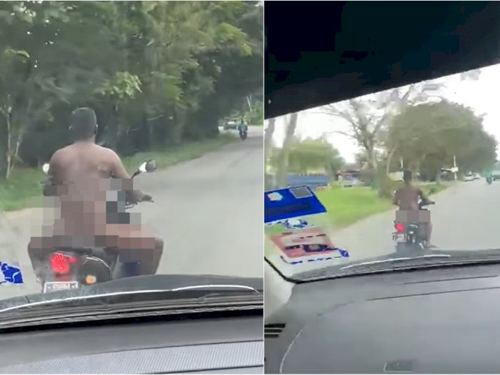 Viral, Seorang Pria Tertangkap Kamera Mengendarai Sepeda Motor Tanpa Busana