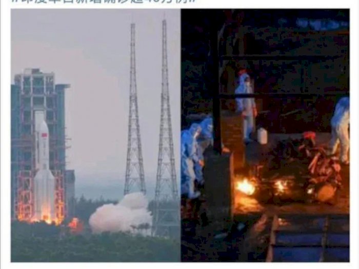 Beredar Foto yang Membandingkan Peluncuran Roket China  dengan Krematorium di India