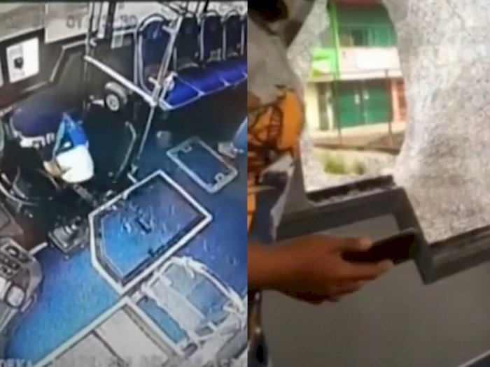 Video Detik-detik Kaca Bus Trans Metro Deli  Dilempar Batu oleh Orang Tak Dikenal