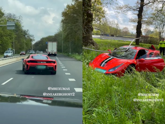 Mobil Ferrari 488 Pista Ini Alami Kecelakaan Usai Coba Ngebut di Jalanan!