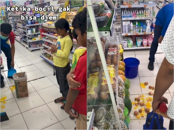 Gak Bisa Diam, Bocah Pecahin Puluhan Telur ke Lantai Minimarket, Reaksi Pegawai Buat Salut
