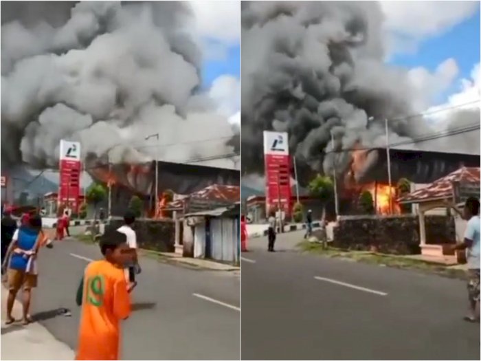 Kebakaran Hanguskan SPBU Mena di Ruteng Manggarai, Api dan Asap Hitam Membumbung ke Langit