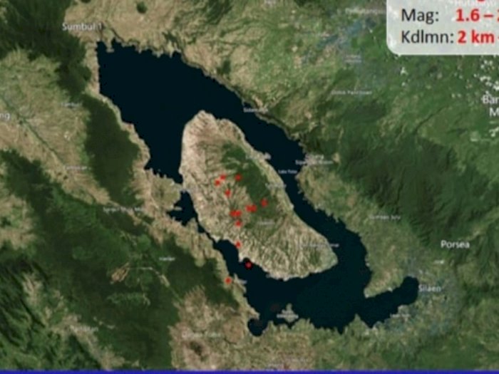 Kawasan Danau Toba Diguncang Gempa 44 Kali pada Hari Ini