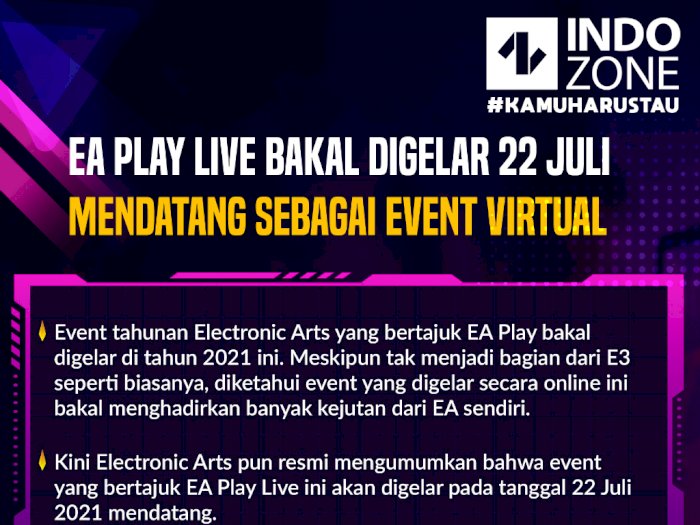 EA Play Live Bakal Digelar 22 Juli Mendatang Sebagai Event Virtual