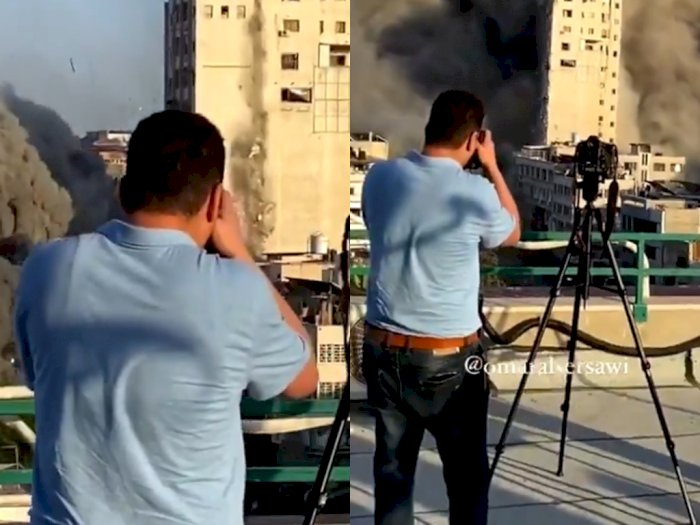Viral Video Juru Kamera Pemberani yang Tak Takut Meski Ada Roket Israel di Depannya