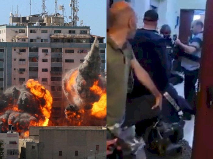 Video Gedung Awak Media di Gaza Dirudal oleh Israel, Diberi Waktu 1 Jam Sebelum Diserang