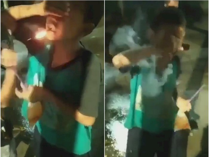 Mengerikan, Bocah Nyalakan Petasan di Mulutnya, Netizen: 'Ngeprank Malaikat Maut'