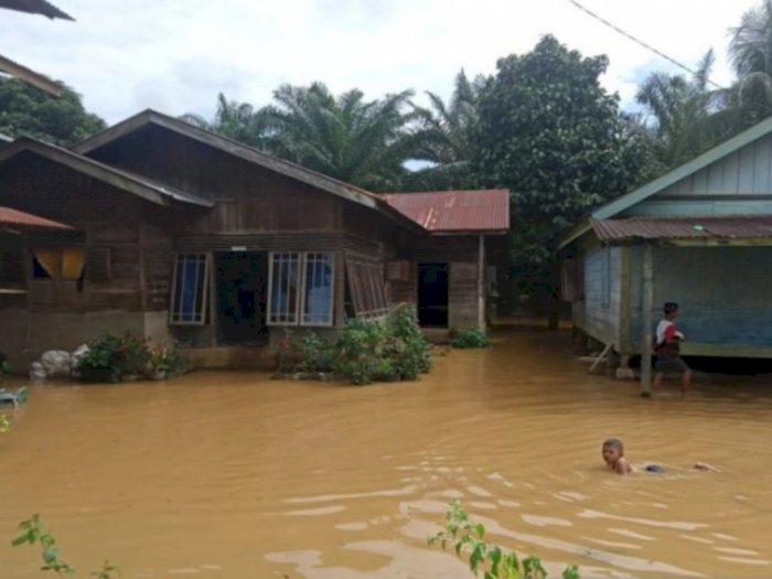 Sungai Batang Bangko Madina Meluap, Dua Desa di Kecamatan Batahan Terendam Banjir