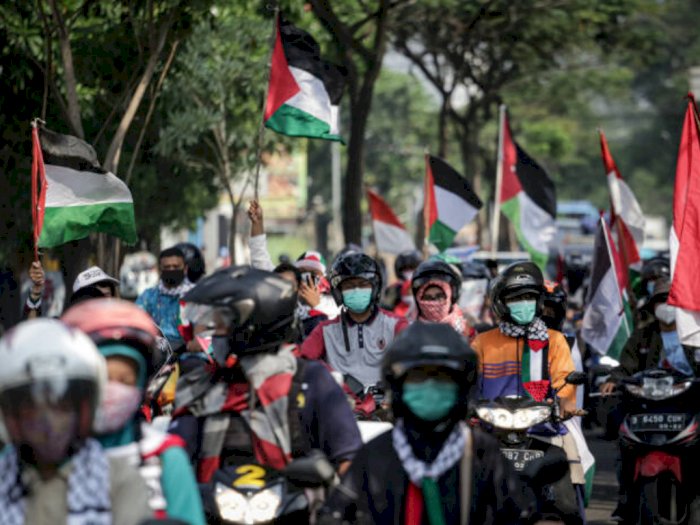 Belasan Massa Bela Palestina di Jakarta Beratribut HMI Diamankan Polisi