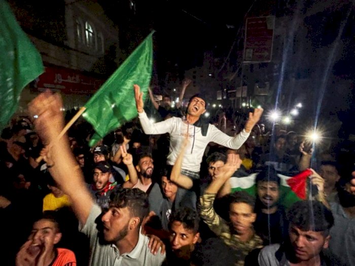Takbir Berkumandang, Rakyat Palestina Rayakan Kemenangan Turun ke Jalan, Israel Luluh