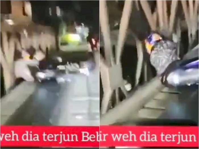 Detik-detik Mengerikan, Wanita Nyaris Terjun dari Jembatan di Bekasi Usai Jatuh dari Motor