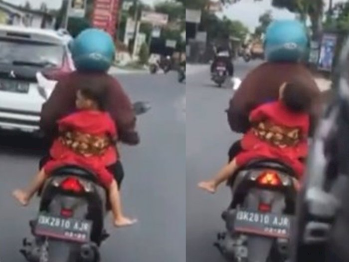 Viral Ibu-ibu di Medan Bonceng Anak Diikat Pakai Kain di Motor, Anaknya Sampai Tertidur