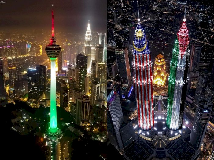 Potret Menakjubkan Menara Kembar di Malaysia yang Menyalakan Lampu Bendera Palestina