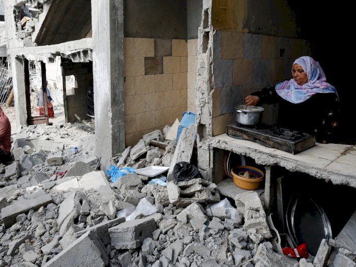 Gedung-gedung Tinggi di Palestina Tinggal Puing-puing Setelah Serangan Israel