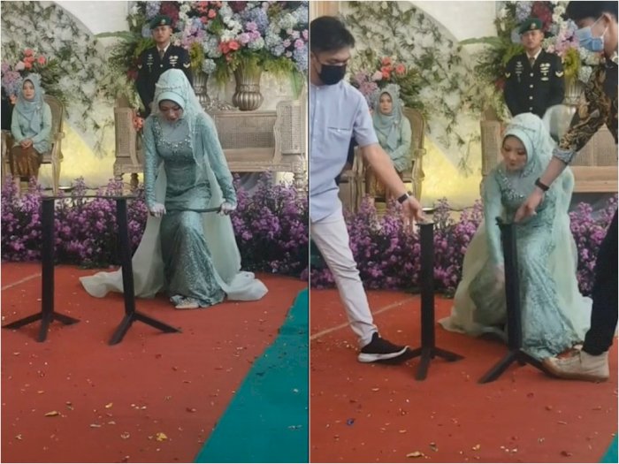 Pengantin Wanita Ini Atraksi Patahkan Besi di Hari Pernikahan, Netizen Cemas ke Suami