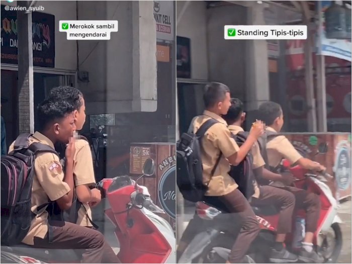  Viral Pelajar Naik Motor Bonceng Tiga Sambil Merokok, Bikin Netizen Geleng-geleng Kepala