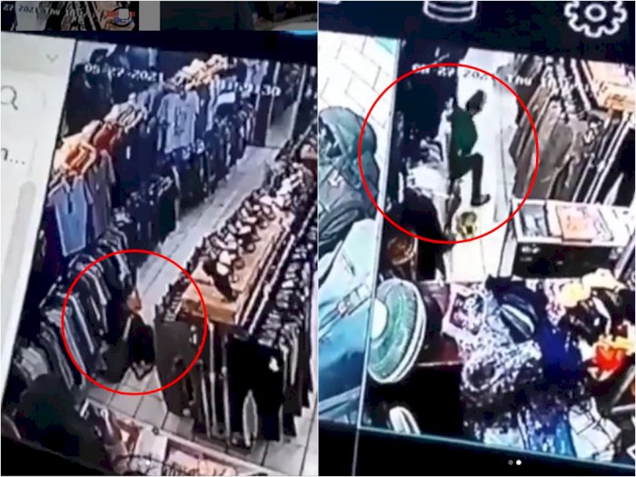 Kejam, Pria Terekam CCTV Cekik Leher Karyawan Lalu Curi HP & Uang di Toko Baju Banyuasin