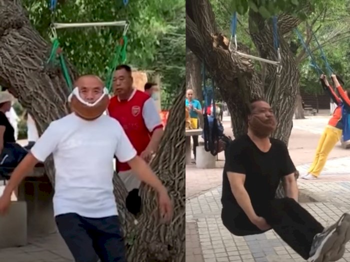 Viral di Medsos, Terapi Gantung Leher di China Ini Diklaim Bisa Redakan Sakit Pinggang