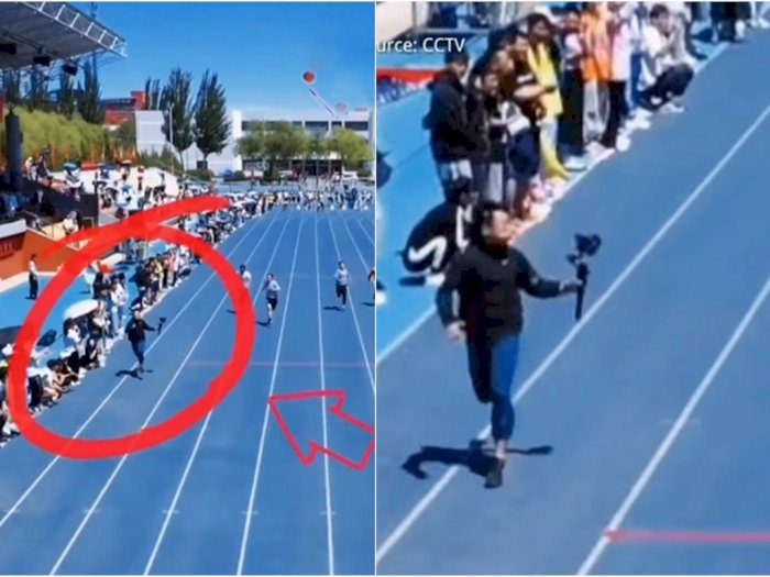 Viral Kameramen yang Mengambil Momen di Acara Olahraga dengan Berlari Sambil Bawa Kamera