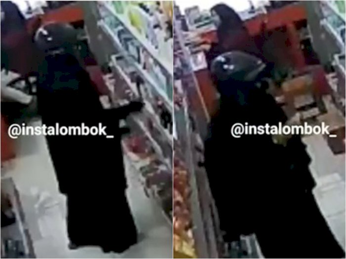 Wanita Berpakaian Hitam Terekam CCTV Curi Kosmetik di Minimarket, Netizen: Astaghfirullah