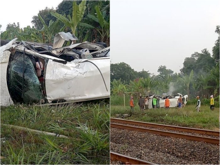 Tragis, Mobil Terseret Kereta Api Hingga Belasan Meter di Subang, Sopir Tewas Terjepit