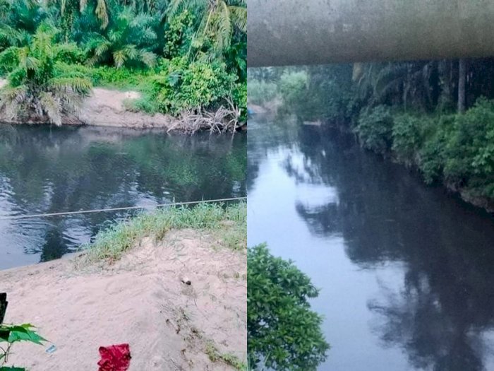 Viral Foto Air Sungai Marbau Labura Berubah Warna Menghitam, Diduga Tercemar Limbah Pabrik