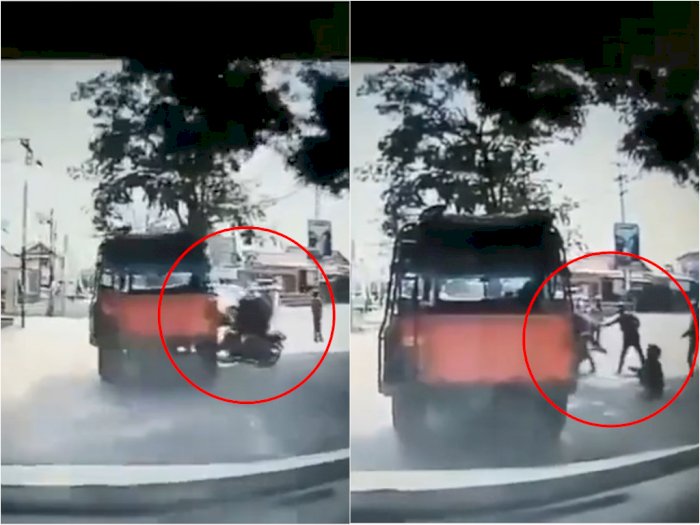 Astaga, Pemotor Ini Tabrak Mobil Lalu Tinggal Pacarnya di Jalan, Kabur dari Razia Polisi