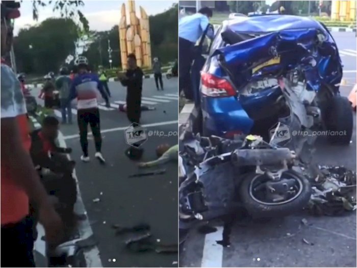Tragis! Kecelakaan Beruntun di Pontianak, 5 Kendaraan Hancur, 1 Orang Tewas & 4 Luka-luka