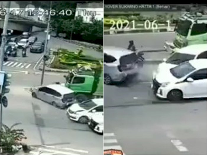 Tragis! Detik-detik Kecelakaan Beruntun di Sumsel, Pengendara Motor Terjepit Truk & Mobil